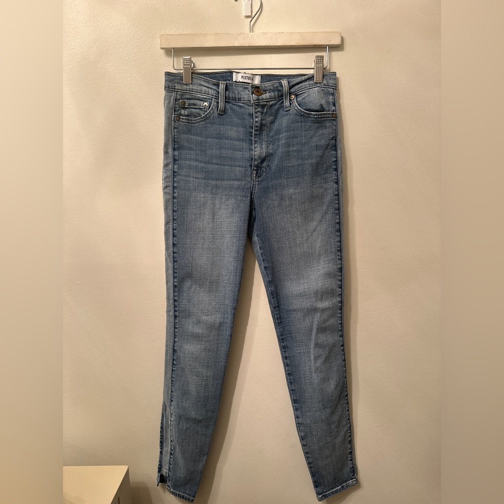 Pistola Jeans: High-rise Tuxedo Stripe Skinny Jeans in SIZE 27